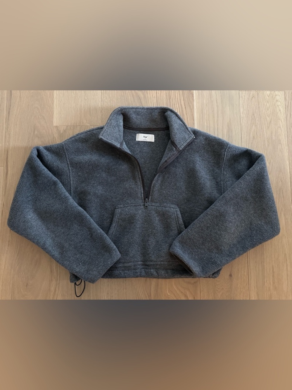 Aritzia TNA Fleece Pullover 1/4 Zip Cropped Sweater - Size Small - Picture 2 of 3